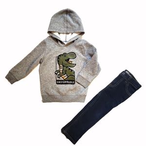 Jumping Beans x B'gosh Outfit - 24 Months - Gray Graphic Fleece Hoodie and Jeans